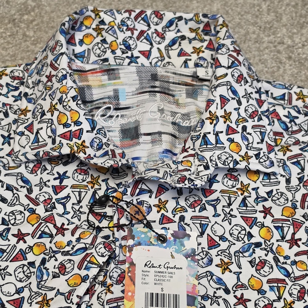 Robert Graham Summer Sails Shirt Men's S White Nautical Print NWT Beach Vacation